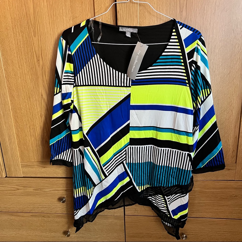 NY Collection long tunic top blouse Handkerchief bottom BNWT